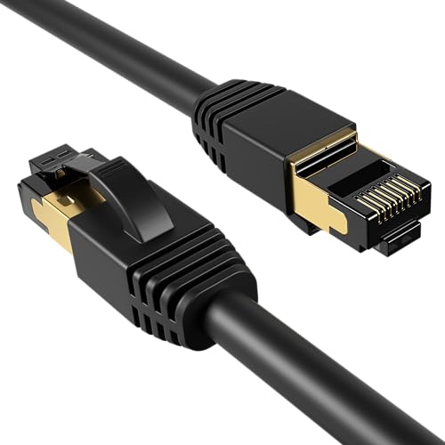 Cables Direct Online Cat8 Black 0.5FT SFTP Ethernet Patch Cable 40Gbps 2000Mhz Connection 26AWG Shielded Copper RJ45 Backwards Compatible with Cat5, for Cat6, Cat7 for Modems, Routers, Networks