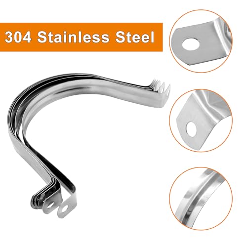 Image of Biaungdo M100 Rigid Pipe Strap, 4 Inch Stainless Steel, 12 Pcs | Two Hole Strap, U Bracket Pipe Clamps, Heavy Duty Conduit Clamps, Tension Tube Clip Cable Clamp Hanger