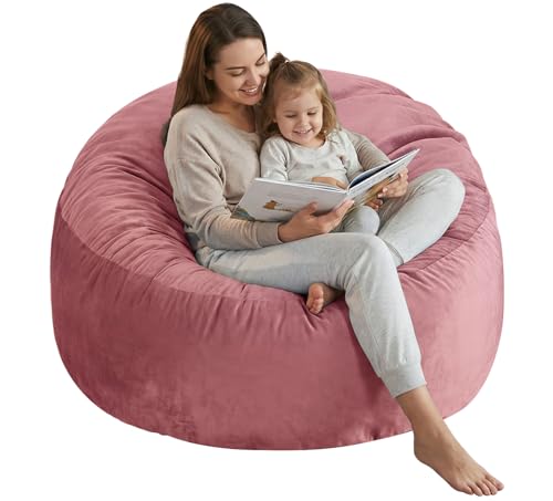 3-Ft-Large-Bean-Bag-Chairs-for-AdultsTeens-with-Memory-Foam-Filling-Soft-Bean-Bag-Sofa-with-Filler-Included-Soft-Dutch-Velvet-Fabric-Beanbags3-Foot-Pink 3 Ft Large Bean Bag Chairs for Adults/Teens with Memory Foam Filling, Soft Bean Bag Sofa with Filler Included, Soft Dutch Velvet Fabric Beanbags,3 Foot, Pink - Image 1