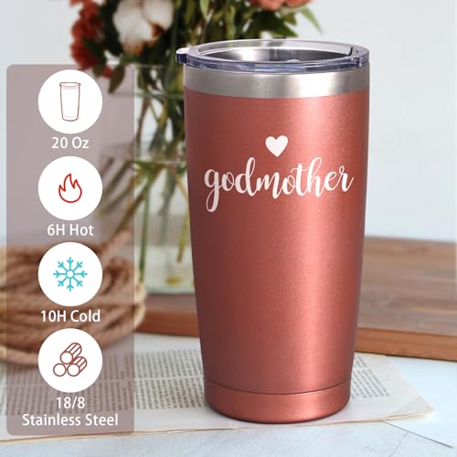 LiqCool Godparents Proposal Gift, Godmother & Godfather 20Oz Tumbler with Keychain & Gift Box Set, Baptism & Christmas(Black & Rose Gold) by LiqCool - Used condition - Image 4