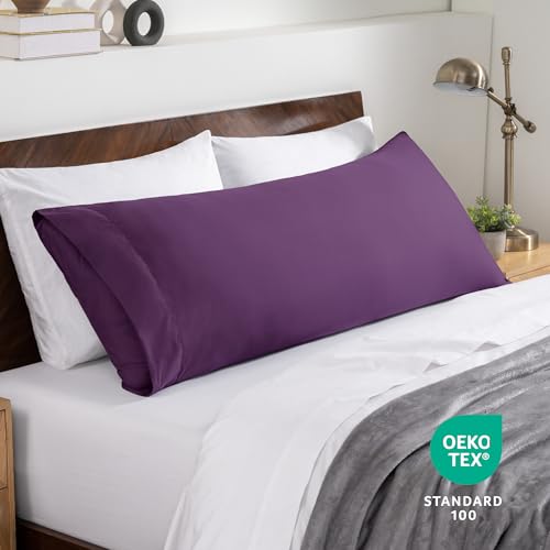 Image of Bare Home Microfiber Body Pillow Cover - Ultra Soft & Cooling - Double Brushed - Envelope Closure - Easy Care (21''x54'' Body Pillow Cover, Plum)