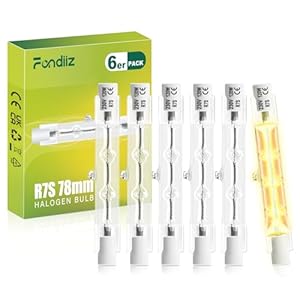 R7s Halogen Rods 78 mm, 120 W Dimmable Halogen Bulbs R7s, 2000LM 2800K Warm White J78 Halogen Rods Linear Halogen Lamp for Spotlights, Uplights, Spotlights, Ceiling Lights, Pack of 6