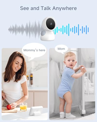 Image of ARENTI Baby Monitor, 2K /3MP WiFi 6 Camera and Audio, 5-inch Wireless Screen, Smartphone App, Super Night Vision, Crying Detection, Auto Tracking, Temp&Humidity Sensor, Cloud&SD Card Storage (D3 Kit)