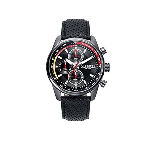 Leather Man Watch Viceroy 46671-57 Chronograph Steel Grey IP