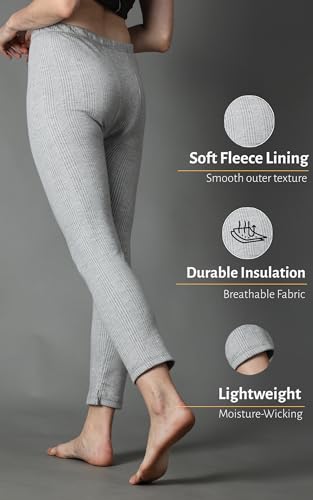 Image of Wearslim Women's Cotton Quilted Winter Lightweight Thermal Underwear, Long Johns Bottom and Spaghetti Set with Fleece Lined Soft Warmer