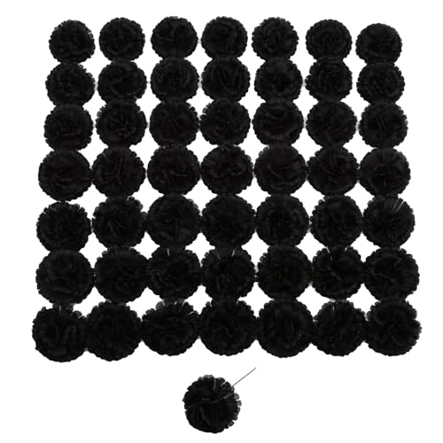 Artificial Carnation Flower, 50 Pcs Black Silk Carnation Bulk with Stem