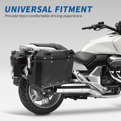 GSTP Pair Universal Motorcycle Side Case,36L Motorbike Hard Side Saddlebag Box Trunk Tour Storage Carrier with Security Lock and Handle for Helmet Luggage Include Left and Right Black Aluminum