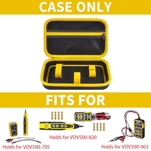 Case for Klein Tools VDV500-705/VDV500-820/VDV500-063 Wire Tracer Tone Generator & Probe Kit Continuity Tester, Universal Storage Bag for Ethernet, Telephone, Speaker, Coax, Video, Cable Toner -Yellow