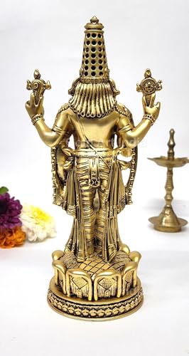 Image of Gold Art India Lord Tirupati Balaji Idol Murti for Mandir | Pooja Room Lord Vishnu Shree Venkateswara Swamy Statue God Balaji Home Decor Showpiece for Gift Living Room (Gold Plated Antique Matte)
