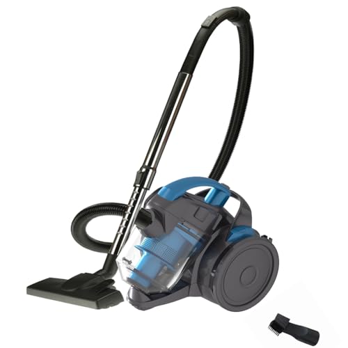 Aspiradora cilíndrica sin bolsa con 2000 W de alta potencia, capacidad de 1,5 litros, cable de 5 m, filtro HEPA de 4 etapas, herramienta turbo para pelo de mascotas, ideal para suelos duros y