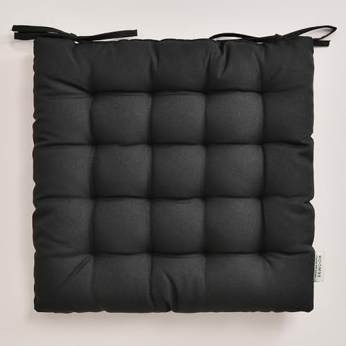 ROOM99 Coussins de Chaise avec Rubans Aura 40 x 40 x 4,5 cm Coussin d'assise rembourré, Galette de Chaise Interieur avec Attaches, antidérapants pour siège...