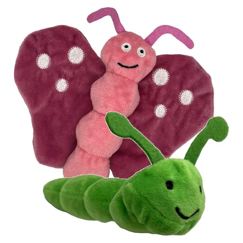 Aumüller Katzenspielzeug Raupe Pedro & Schmetterling Viola - Plüschtier mit Katzenminze