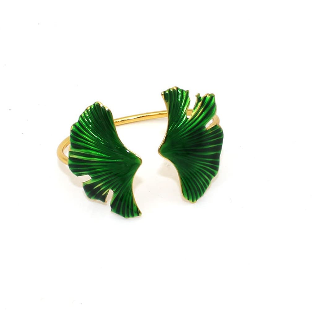 10 servilleteros de Hoja de Ginkgo con Chapado en Metal y Hebilla para decoración de Mesa de Boda (Talla única D)