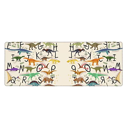 Tapis de souris alphabet dinosaure pour éviter les rayures de bureau avec bords cousus