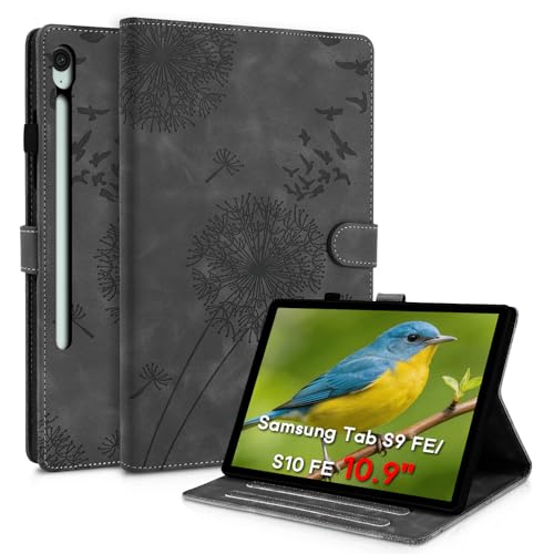 Tablet Cover for Samsung Galaxy Tab S9 FE / S10 FE / S10 Lite, Dandelion Design with Kickstand for Pencil Holder, Magnetic Closure and Precise Cutouts, Compatible with Galaxy Tab S10 FE Case Black