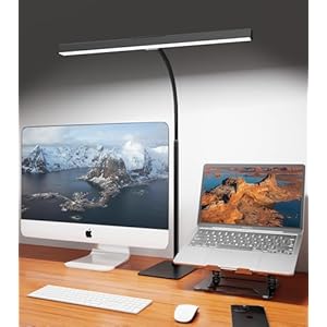 LED Desk Lamp for Home Office with Base, Eye-Caring Architect Task Light with Adjustable Gooseneck 12W USB Adapter Touch Control 5 Dimmable Brightness & Color Tall Lamp for Work,Reading,Craft