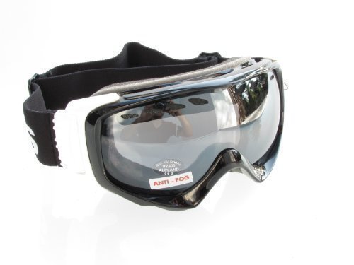 Lunettes de ski argent antibuée et écran miroir compatible avec casque de glisse