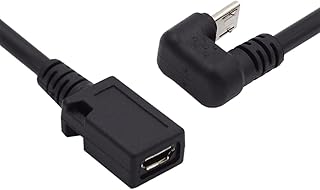 NFHK 5Pin Micro USB 2.0 Male to Female Power Data Extension Cable Opposite U Shape Back Angled Type for Phone Laptop
