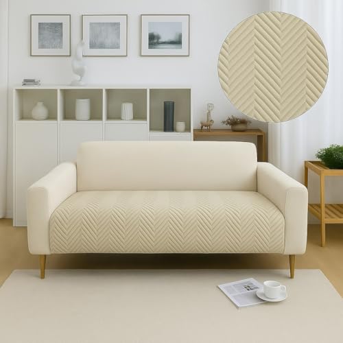 Image of Amazon Basics - Velvet Quilted Make Your Own Sofa Cover |2 Seater | Multi-Layered Fabric |120cm x 70cm | 350 GSM | Color - Beige