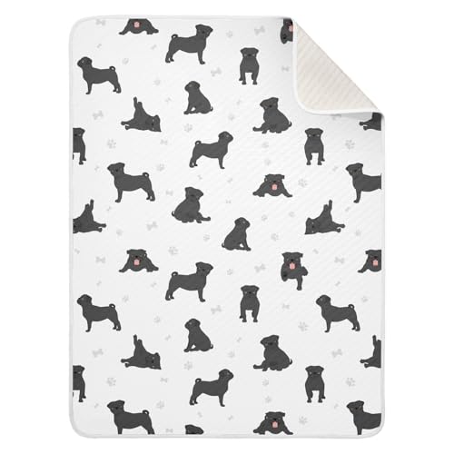 Image of Pug Dog Black Baby Swaddle Blanket for Boys and Girls, Muslin Baby Receiving Swaddle Blanket, Soft Cotton Nursery Swaddling Blankets for Newborn Toddler Infant