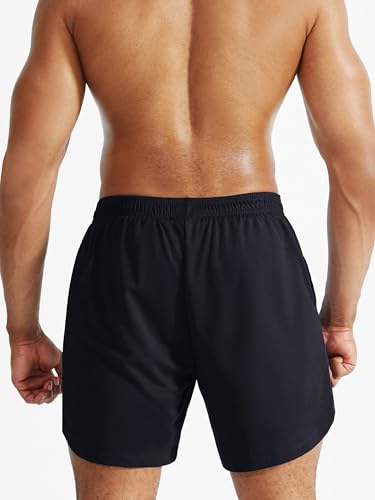 Cadmus Men's 2 in 1 Running Shorts with Liner,Dry Fit Workout Shorts with Pockets,Black,M - Image 4