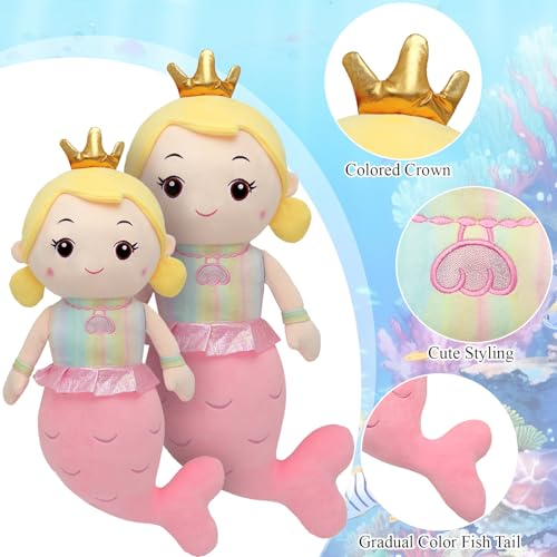 Image of Mermaid Stuffed Animal Plush Pillow Toy 39.in Mermaid Doll Stuffy Plushie Life Size Giant Mermaid Body Pillows Doll for Girls Kids
