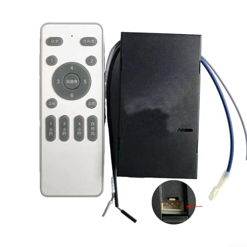 Kit de control remoto inalámbrico para ventilador de techo - Control remoto+receptor Temporización 6 velocidades Ajuste del ventilador Lámpara colgante Controlador remoto (A)