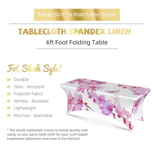 Housse de table rectangulaire extensible 1,8 m imprimé fleurs roses - 6