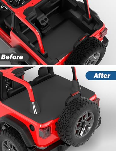 Image of JOYTUTUS Tonneau Cover for Wrangler JL 2-Door 2018-2026 - Waterproof Trunk Cargo Cover | Roll Cage Protection | Easy No-Tool Installation