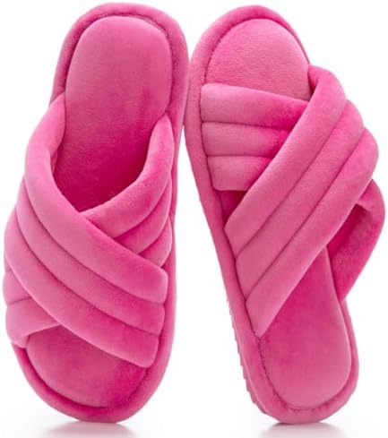 Cross Band Womens Slippers Indoor and Outdoor with Cozy Memory Foam Ladies House Slippers Shoes Slides Open Toe Cute Gifts for Women Her Mom Soft Slip On Slipper Black