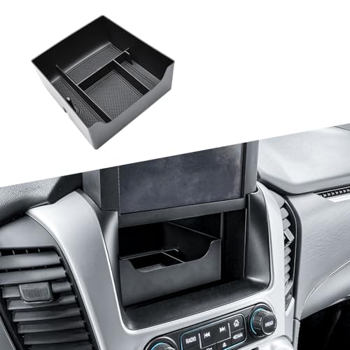 HGWEI Center Console Organizer Compatible with 2015-2020 GMC Yukon & 2015-2020 Chevrolet Suburban/Tahoe Accessories with Motorized Navigation Screen - Interior Dashboard Storage Tray for Small Items