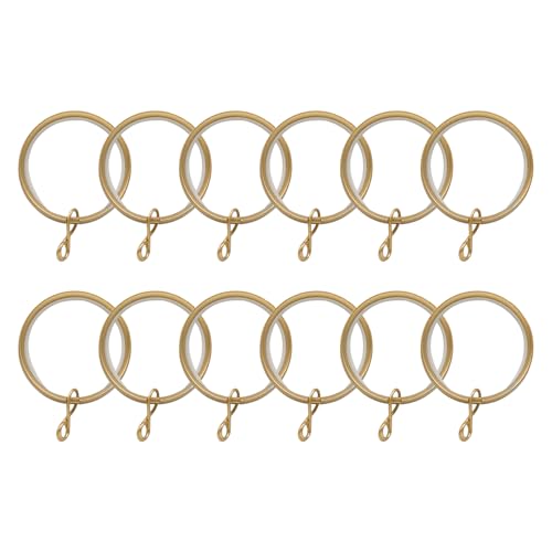 TWOPAGES 12 Pack Curtain Rings with Eyelets, 1.5 Inch Gold Drapery Rings