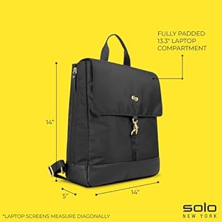 Solo New York Hybrid Tote Backpack for Women - Tote Bags for Work & Travel, Laptop Purse with Padded Compartment, Professional Handbag, Adjustable Shoulder Strap, Fits 13.3" Computer - Austin, Black