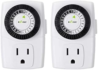 BN-LINK BND-60/U47 Indoor Mini 24-Hour Mechanical Outlet Timer, 3-Prong, 2-Pack