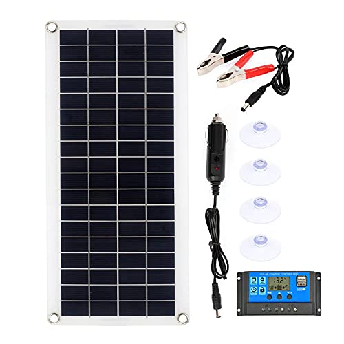Kit de panel solar, kit completo de panel solar, 300 W, 12 V, USB con controlador de 10-60 A, células solares for coche, yate, RV, barco, cargador de batería de teléfono móvil (con controlador de 60 A