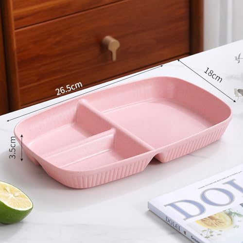 Image of 2 Compartment Serving Plates for Sushi, Snacks, Cake, Meat & Appetizers Great for Parties, Family Gatherings, and Holidays Dishwasher & Microwave Safe Dinnerware (Pink, Pack of 4)