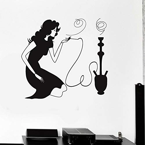SUPWALS Wandtattoos Frau Raucht Wandtattoo Shisha Shisha Rauchzimmer Arabisch Cafe Innendekor Tür Tür Fenster Vinyl…