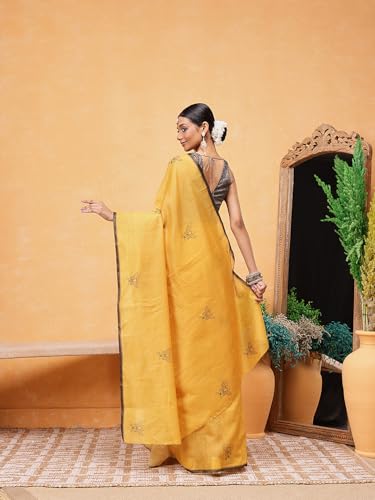 Image of Amazon Brand - Anarva Pattu Art Silk Woven Ready To Wear Saree Pink