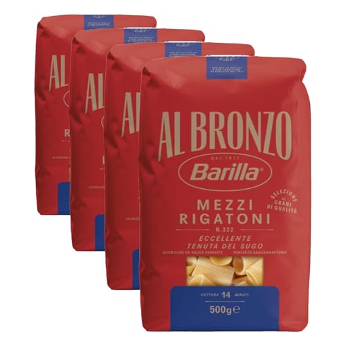 Barilla Pasta Al Bronzo Mezzi Rigatoni 500g I Nudeln aus Bronze-Formen, Saucenhaftung auf die...