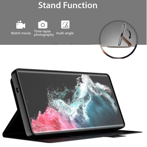 Image of Kapa Noble Slim Magnetic Leather Flip Case Cover for Samsung Galaxy S25 Ultra | Card Holder Stand Flip Wallet Case (Black)