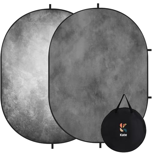 Kate Pop up Collapsible Backdrop for Photography Folded Double Side Gray Grey Collapsible Background for Photographers, 5x6.5ft