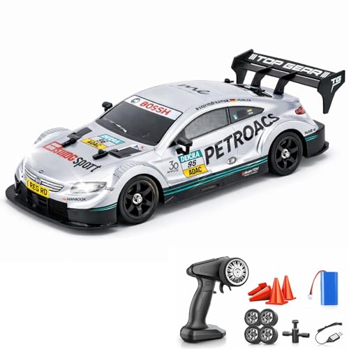 Image of BigRemote Control Car Silver | 2.4G Remote Control Drift RC Car with 150m Range, Neon Lights & Music | Rechargeable RC Racing Toy |Best Gift for Boys & Girls 2 3 4 5 6 7 8+ Years