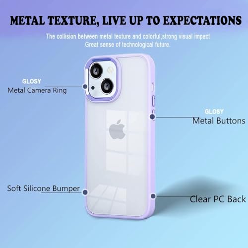 Image of mobistyle Designed for iPhone 15 | Enhanced Metal Camera Guard | Back Cover Case for iPhone 15 (Metal | Purple)