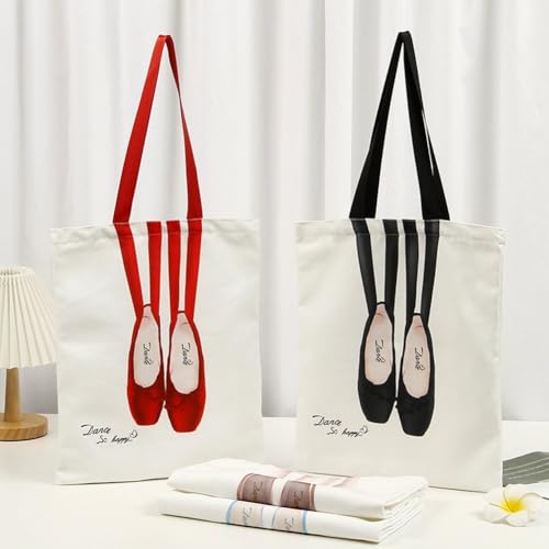 Canvas Handbag Ballet Shoulder Bag Large Capacity Zipper Bag Casual Tote Bag for Ballet Dancer Ballet Lover2