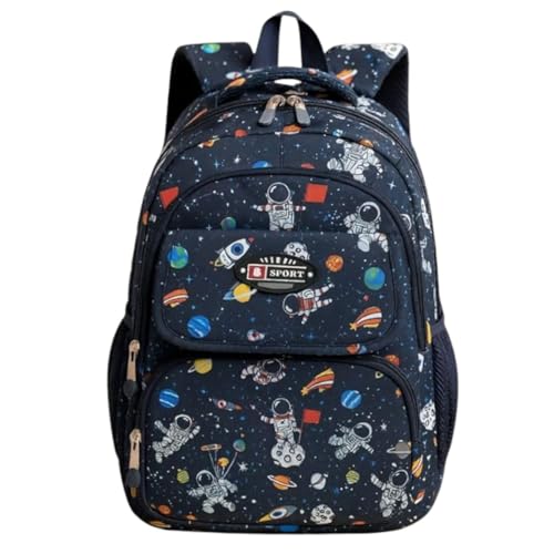 Mochila Escolar Infantil Astronauta Impermeável Design Espacial Espaçosa Menino Ótimo Acabamento Costura Reforçada Alta Durabilidade