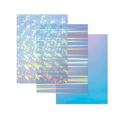 Image of TOEPODO Iridescent Holographic Acrylic Sheets Sparkle Aurora Plexiglass Sheets PMMA Cast Acrylic Sheets for Laser Cutting DIY Crafts /Home Deco(3, Dazzling Blue+Cullet +Aurora, 8x12 inch)