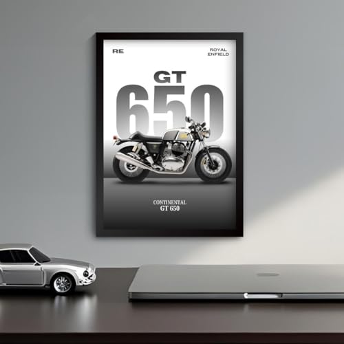 Image of Royal Enfield Bullet Poster | Framed RE Continental GT 650 A4 Sized (31 x 23 cm) | Mr Clean Bike Poster for Wall, Gift for Boys, Bike Frames | Bikes Posters for Wall, Bedroom, Hostel, Study Room (F 171)