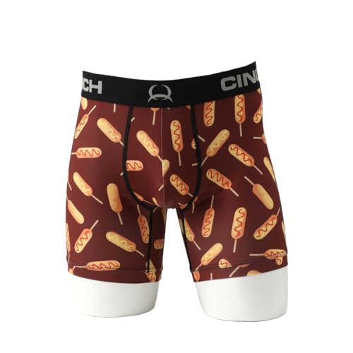 Cinch (WSL Mens Corn Dog Burgundy Boxer Brief Burgundy L