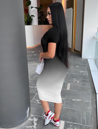 Image of Mrskoala Women's Casual Basic Pencil Dress Bodycon Summer Sexy Club Midi Dresses