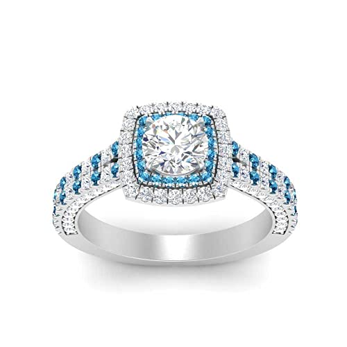 Image of 55Carat Choose Your Gemstone Double Band Square Halo Diamond CZ Ring 925 Sterling Silver Round Shape Halo Engagement Rings Everyday Jewelry Wedding Jewelry Handmade Gifts for Wife US Size 4 to 12